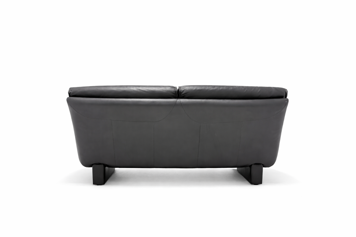 Young International 2-zits bank – Zwart leer – Vintage design sofa
