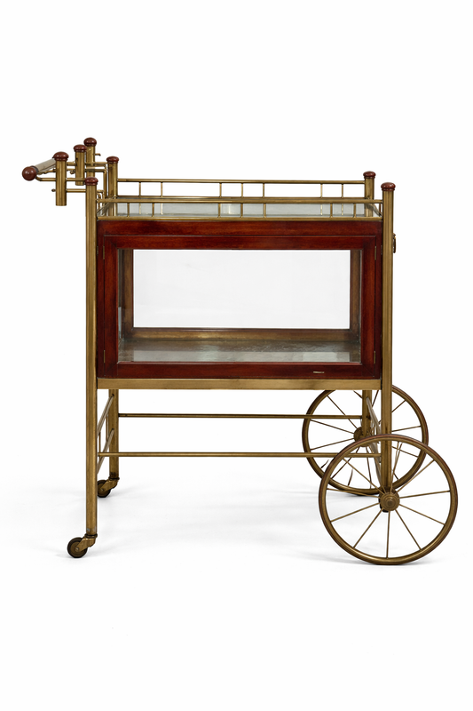 Ernst Rockhausen – Art Deco Serveerwagen – Messing, Glas & Mahonie – ca. 1920–30