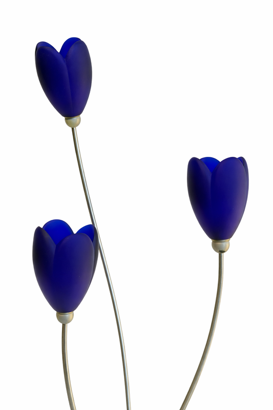 Harco Loor Vintage Tulip Design Tafellamp - Jaren 80 - Blauw Glas