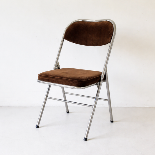 Vintage Klapstoel - Chroom & Bruin Corduroy - Jaren '60/'70