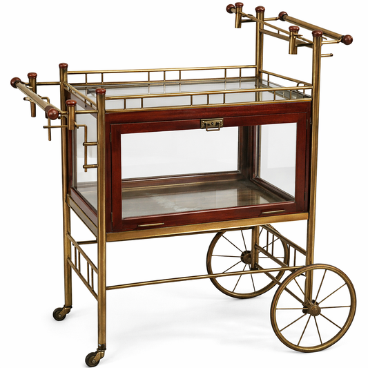 Ernst Rockhausen –  Art Deco Serveerwagen – Messing, Glas & Mahonie – ca. 1920–30